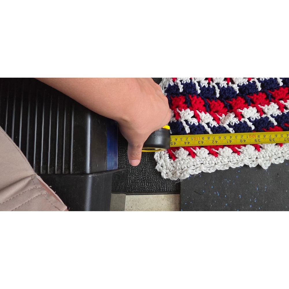 Handmade Crochet Afghan Throw Blanket Red White Blue Patriotic Americana 60x45 - Picture 6 of 8
